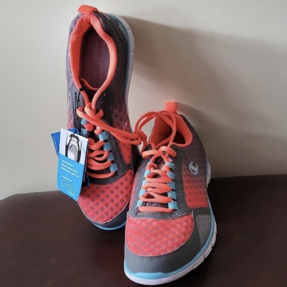 Champion Women's Coral Orange and Gray Athletic Sneakers